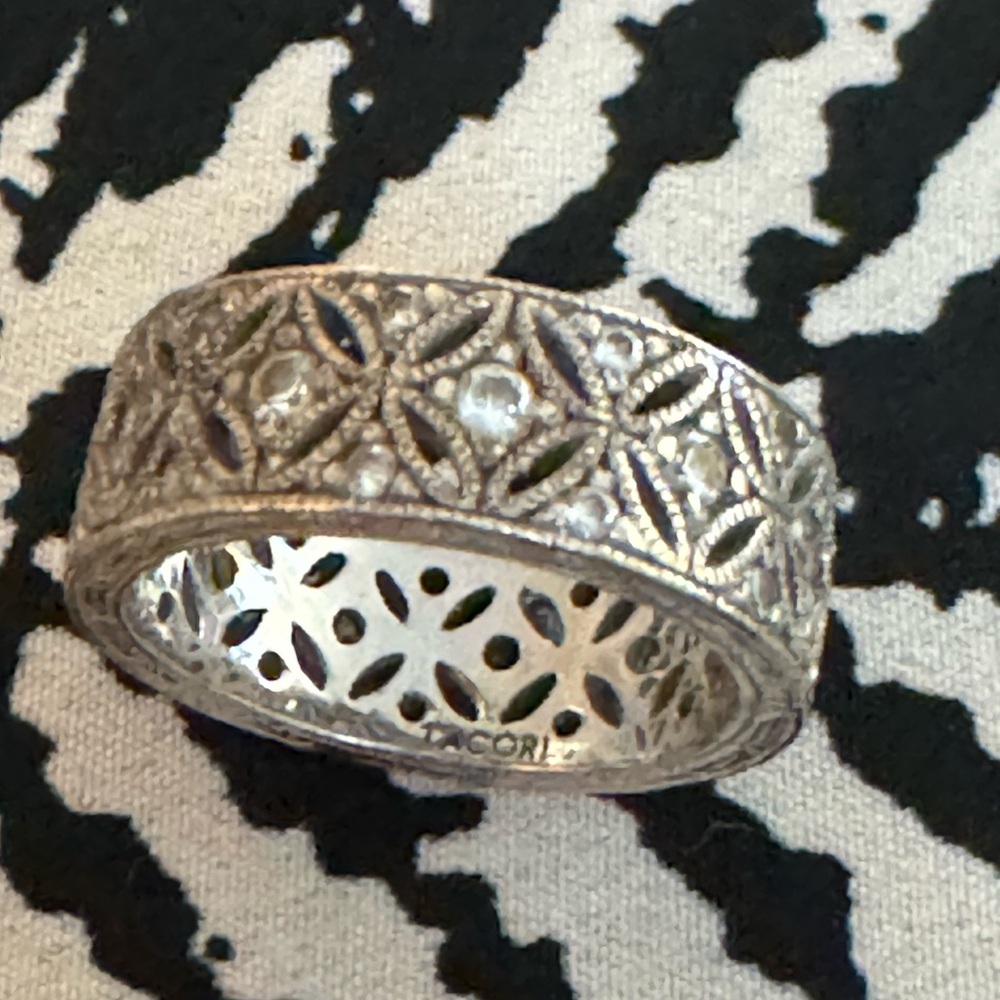 Tacori QVC CZ Diamonique Retired Sterling Silver Signed Ring Size 6